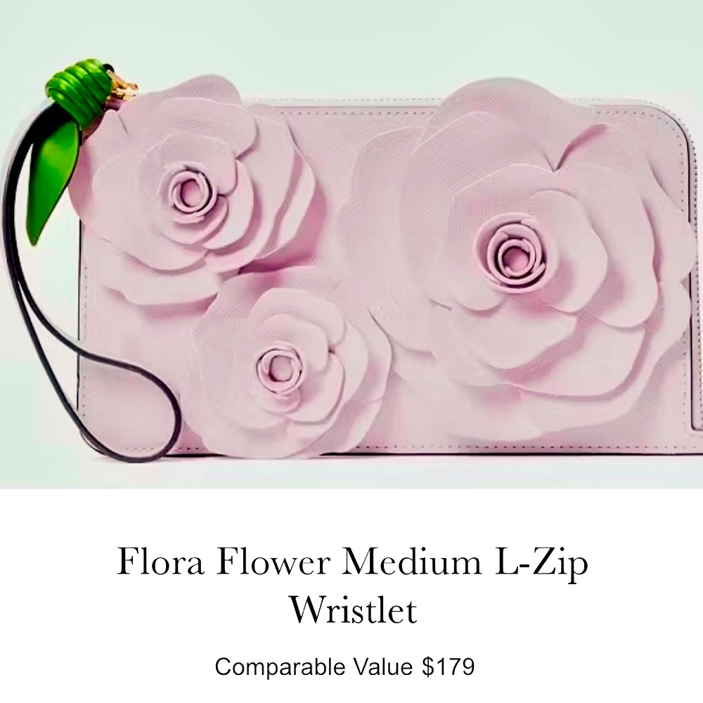 Kate Spade 3D Flora Flower Medium L-Zip Wristlet Pale Amethyst - KK972 MSRP $179 - Picture 2 of 16